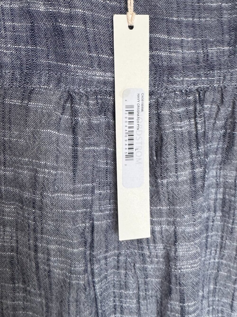 NWT CASLON Nordstrom chambray popover top shirt fringe hem Size Large Coastal - Picture 4 of 9